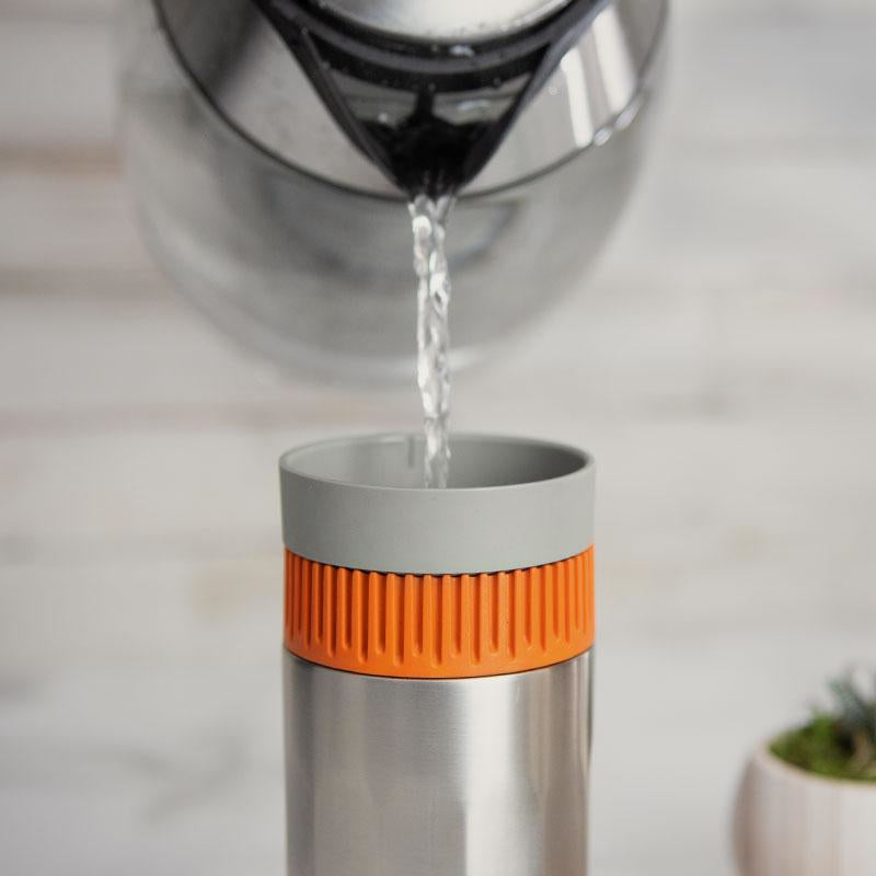 Wacaco Pipamoka Pipa French Press / Kaffeebereiter – 0,3 l, 1 Tasse, Edelstahl/Orange, 7,3 × 18,2 × 7,3 cm