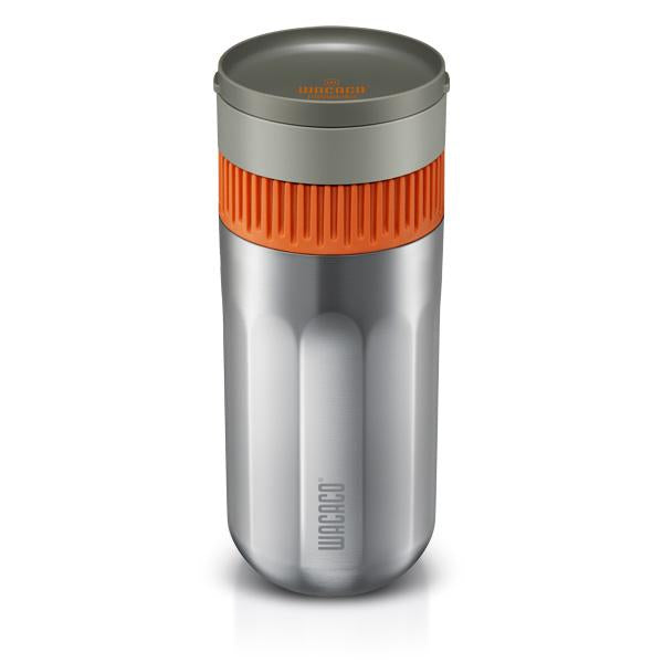 Wacaco Pipamoka Pipa French Press / Kaffeebereiter – 0,3 l, 1 Tasse, Edelstahl/Orange, 7,3 × 18,2 × 7,3 cm
