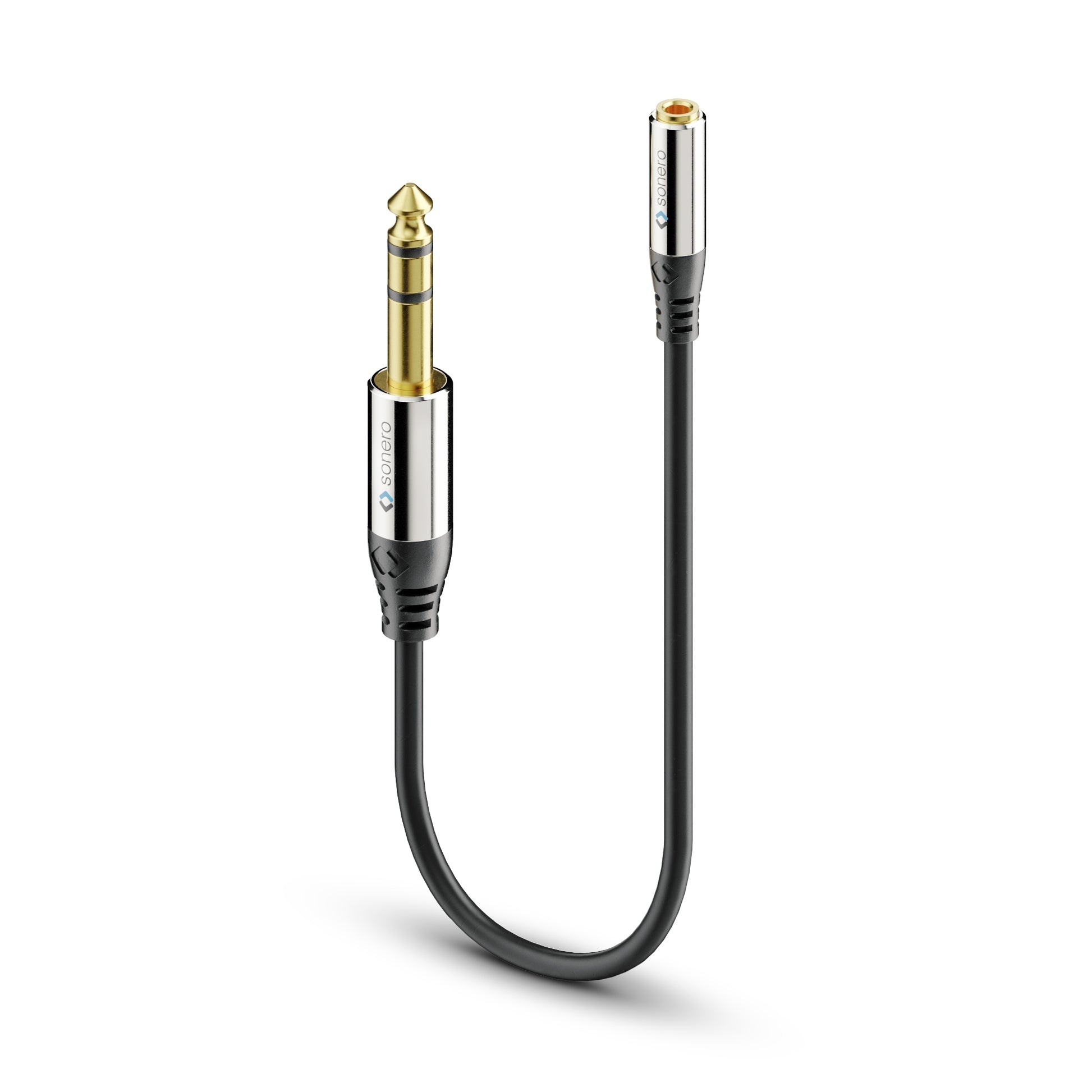 Sonero 6,3 mm auf 3,5 mm Adapter – 6,3 mm Klinkenstecker auf 3,5 mm Klinkenstecker – 0,25 m, vergoldete Stecker