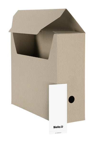 Biella Archivschachtel A4 – mit Einsteckdeckel, mit Griffloch, 330 × 270 × 100 mm, beige, Karton, 10er Pack