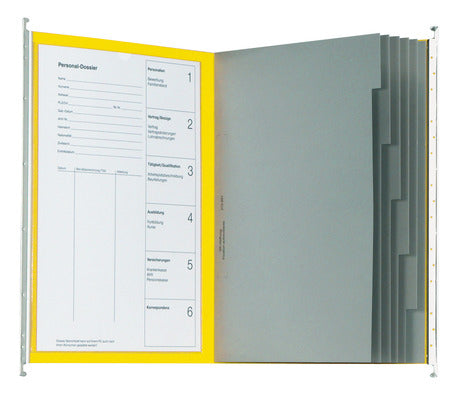 Biella Hängeordner für A4 – Karton, Gelb, 320 × 250 mm, mit Vordruck