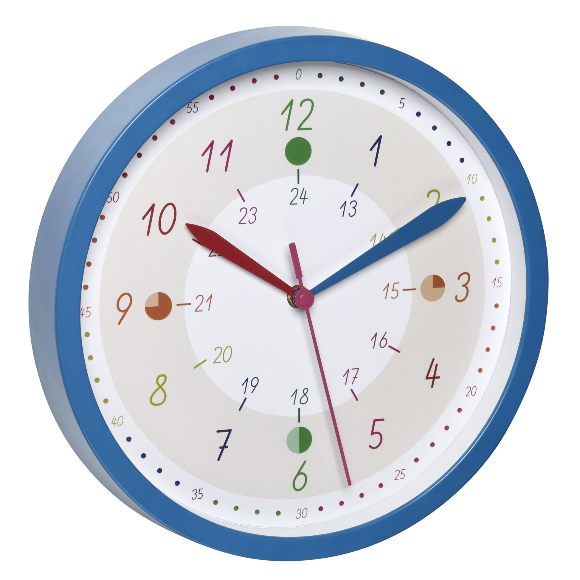TFA-Dostmann TFA Dostmann Wanduhr – Analog, Ø 30,8 cm, Blau, Kunststoff/Glas