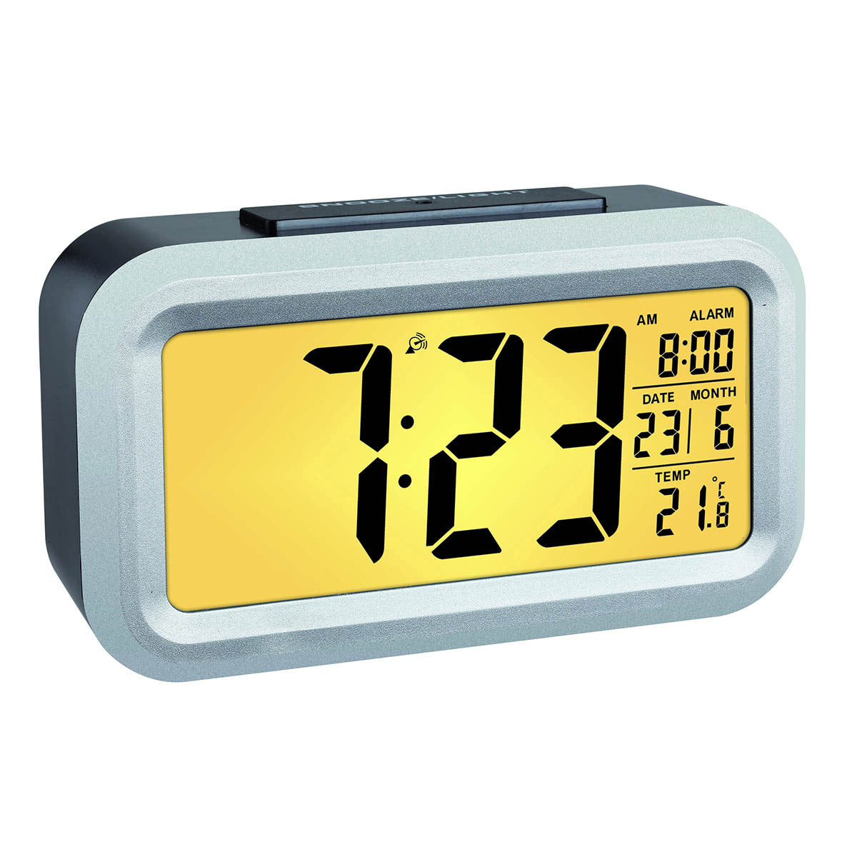 TFA-Dostmann TFA Dostmann LUMIO PLUS – Digitalwecker, Funk, Thermometer, 13,8 × 7,9 × 4,8 cm, Silber, Kunststoff