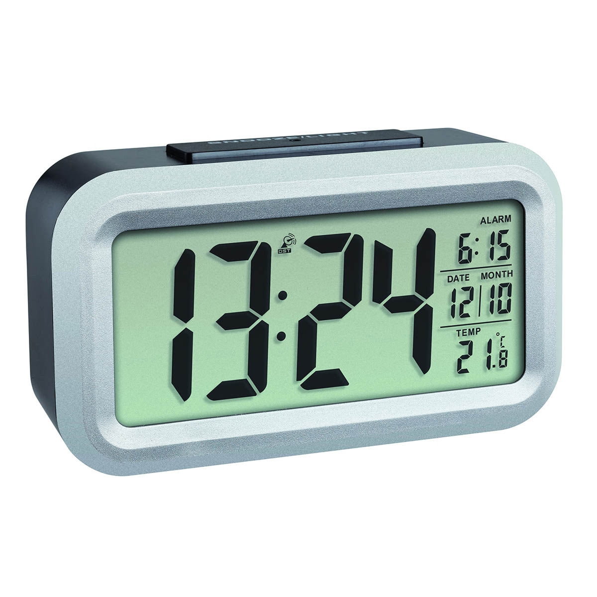 TFA-Dostmann TFA Dostmann LUMIO PLUS – Digitalwecker, Funk, Thermometer, 13,8 × 7,9 × 4,8 cm, Silber, Kunststoff