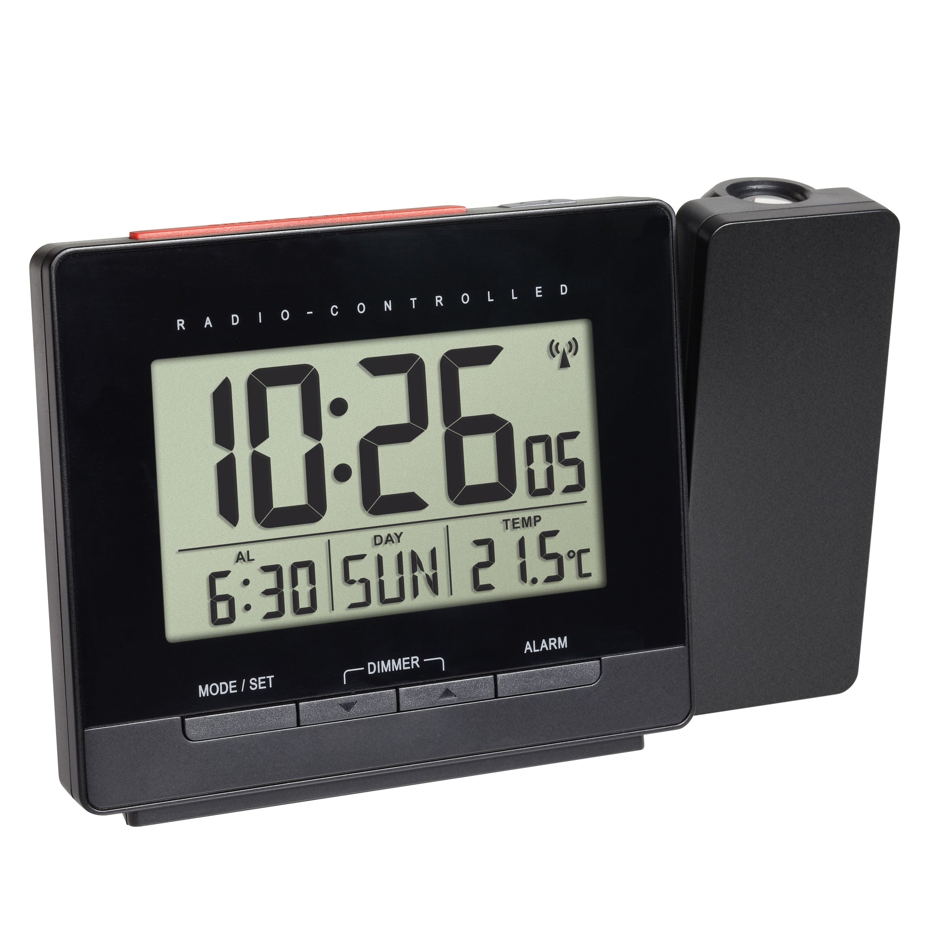 TFA-Dostmann TFA Dostmann 60.5016.01 Projektionswecker – Funk, Thermometer, 14,1 × 9,1 × 5,1 cm, Schwarz