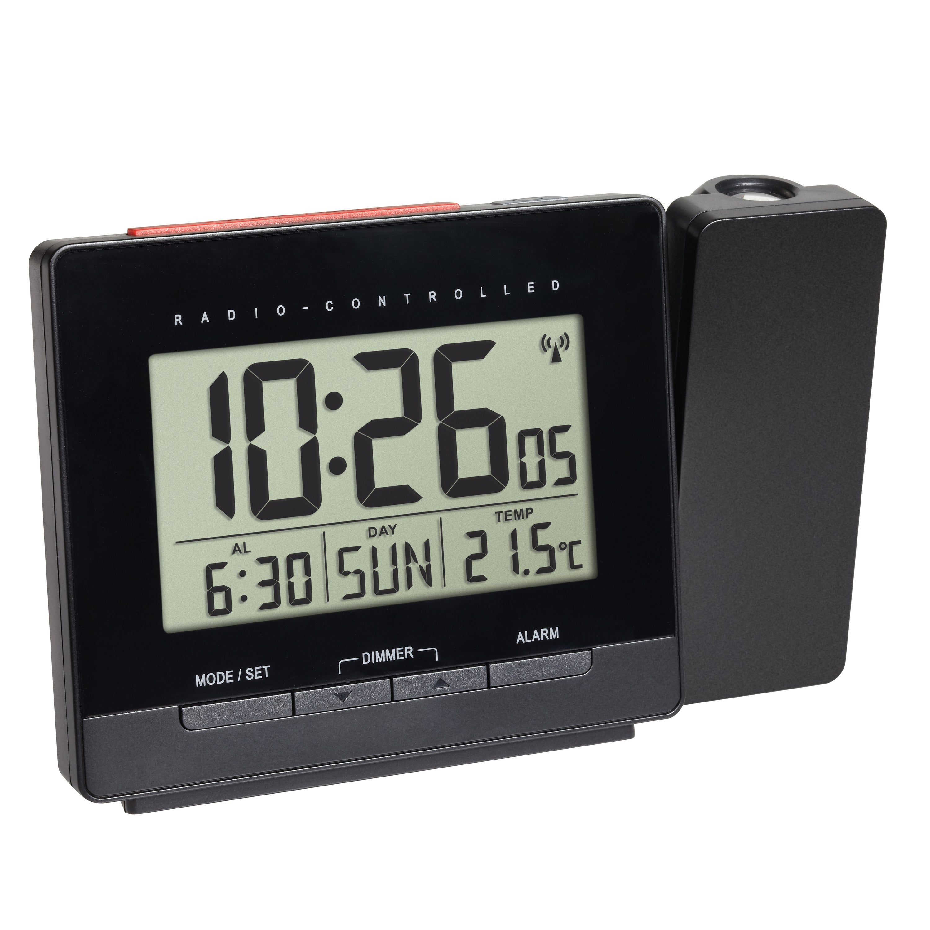 TFA-Dostmann TFA Dostmann 60.5016.01 Projektionswecker – Funk, Thermometer, 14,1 × 9,1 × 5,1 cm, Schwarz