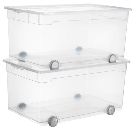 Rotho Aufbewahrungsbox 63 L (mit Deckel) – Polypropylen (PP) – Transparent – 400 × 335 × 715 mm