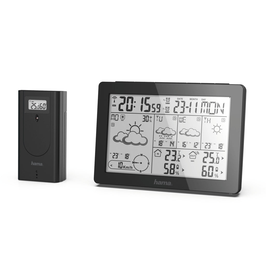 Hama Meteotime Temperatur-/Feuchtesensor – −20–60 °C, 20–95 %, Innen/Aussen