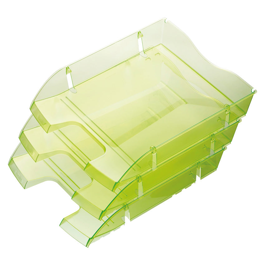 Helit Briefkorb – mit Beschriftungsfeld, glänzend, hellgrün transparent, B 275 × H 66 × T 355 mm