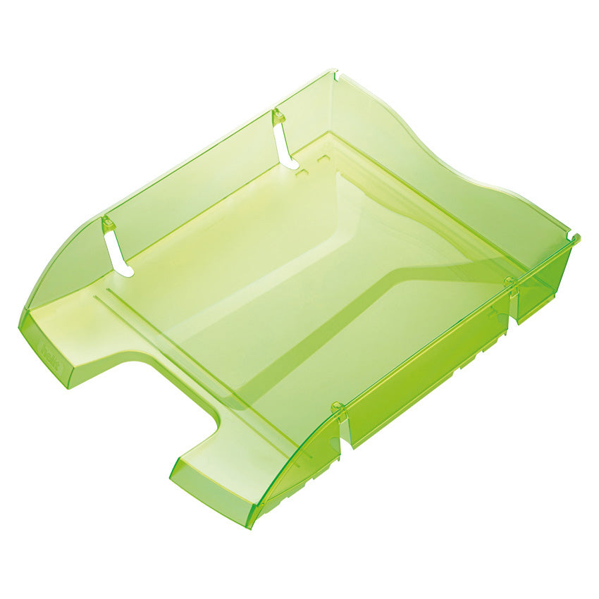Helit Briefkorb – mit Beschriftungsfeld, glänzend, hellgrün transparent, B 275 × H 66 × T 355 mm