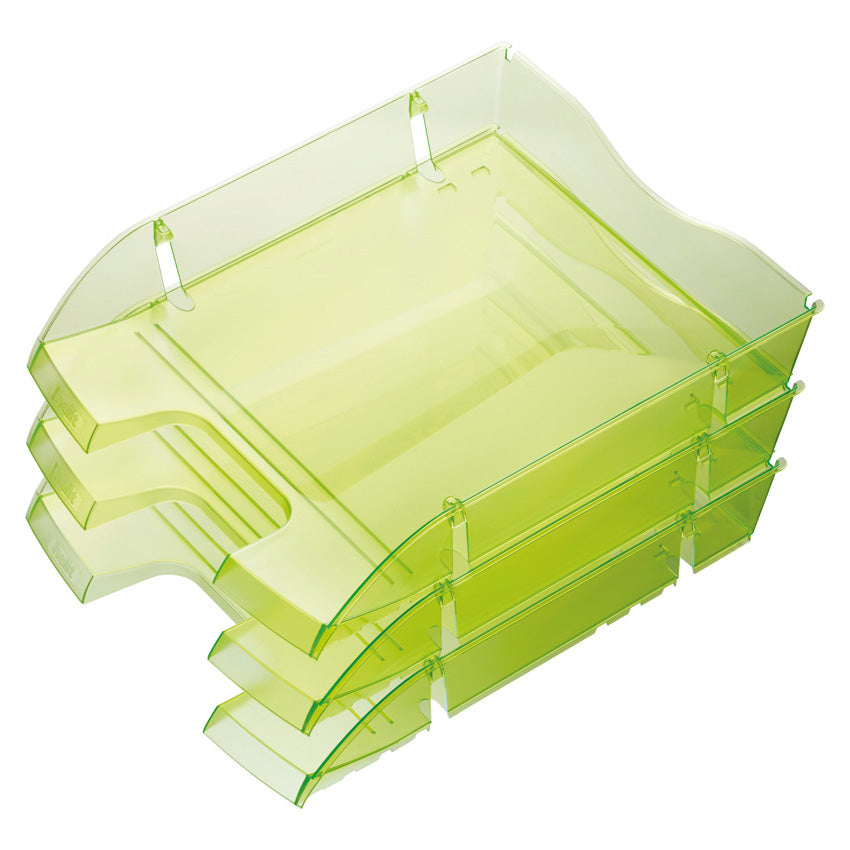 Helit Briefkorb – mit Beschriftungsfeld, glänzend, hellgrün transparent, B 275 × H 66 × T 355 mm
