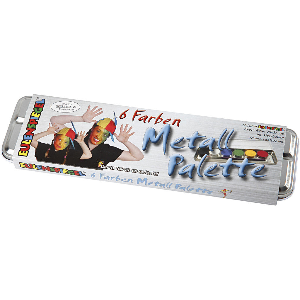 Eulenspiegel Schminkpalette – 6 Farben, mit Pinsel und 3 Schwämmen