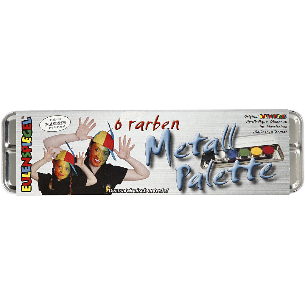 Eulenspiegel Schminkpalette – 6 Farben, mit Pinsel und 3 Schwämmen
