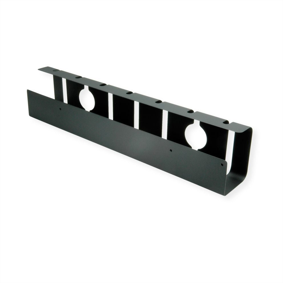 ROLINE Untertisch-Kabelwanne – 530×110×80 mm – Metall – Schwarz, Untertischmontage, 2 Stk.