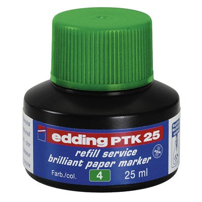 Edding Nachfülltusche PTK 25 für Edding 30, 33 – grün, geruchsarm, wasserfest, lichtbeständig, 25 ml
