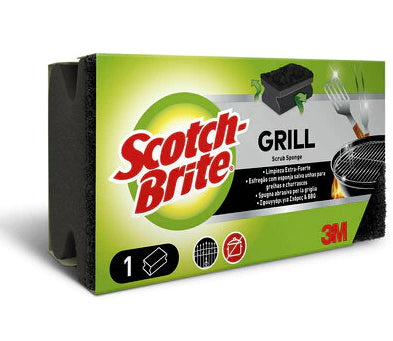 3M Scotch-Brite Grill-Griffschwamm – Schaumstoff, rechteckig, für Grillplatten, schwarz, 1 Stk.