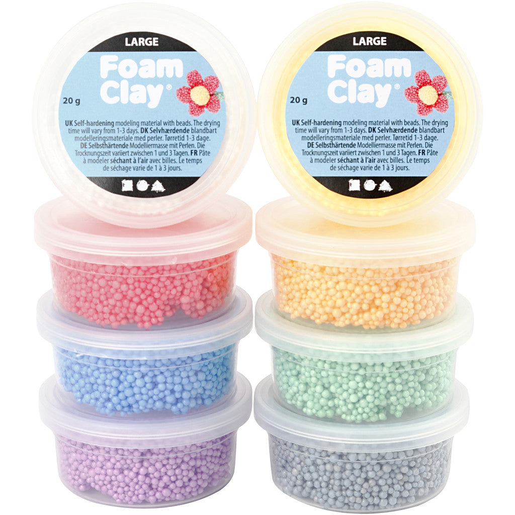 Creativ Company Modelliermasse (Foam Clay), Mehrfarbig, lufttrocknend, 160 g, 8 Stk.