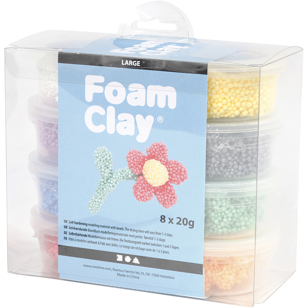 Creativ Company Modelliermasse (Foam Clay), Mehrfarbig, lufttrocknend, 160 g, 8 Stk.