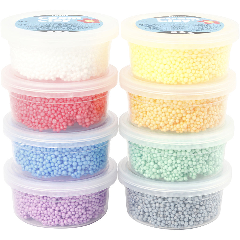 Creativ Company Modelliermasse (Foam Clay), Mehrfarbig, lufttrocknend, 160 g, 8 Stk.