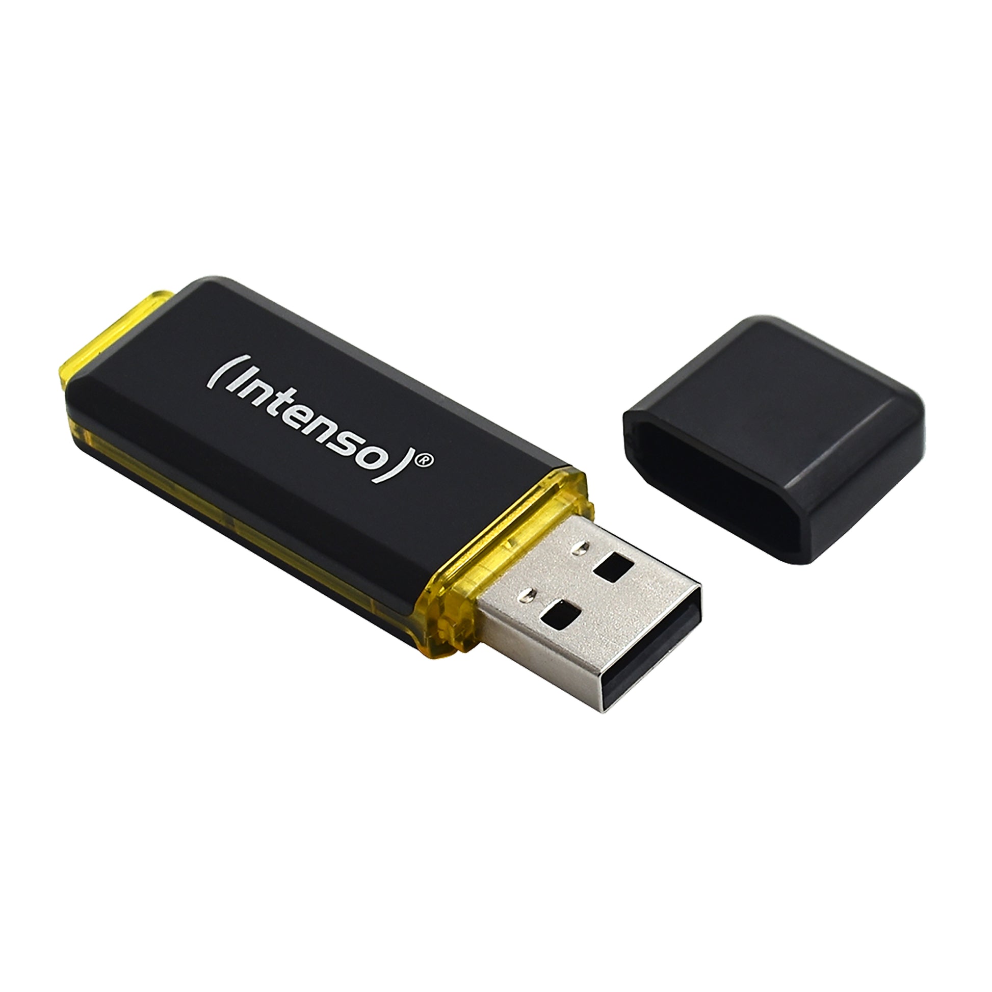 Intenso High Speed Line 3537490 USB-Stick 64 GB – USB-A 3.2 Gen 1, 250/50 MB/s, mit Kappe, Schwarz, Gelb