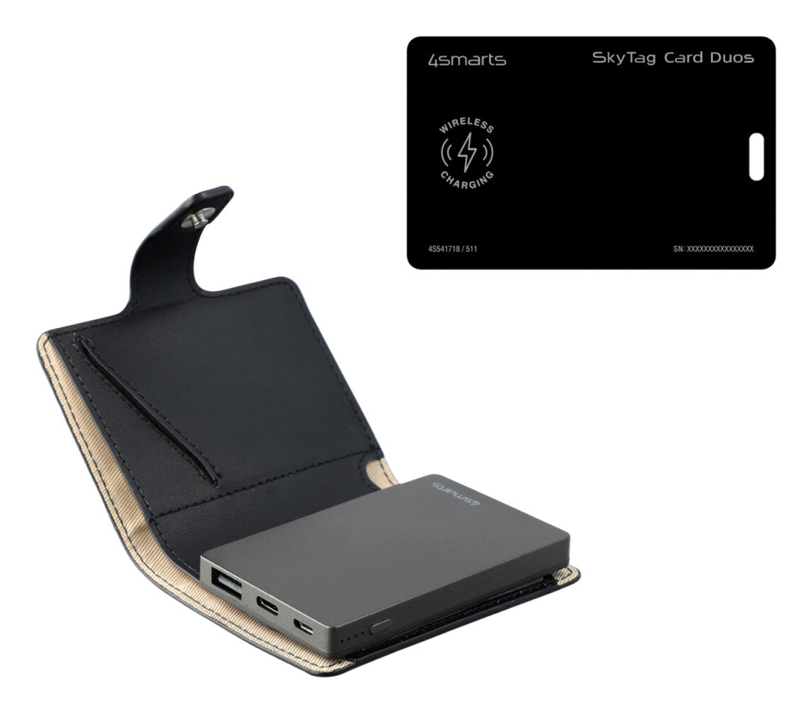 4smarts SkyTag Card Duos ReCharge – Standort-Finder – Bluetooth 5,3, 50 m Reichweite, IPX5, Schwarz