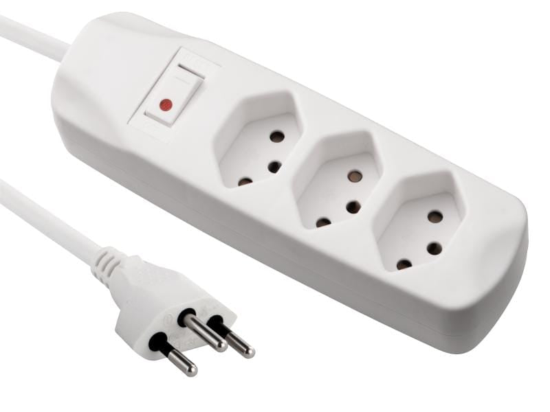 Furber. Standard Steckdosenleiste, 3×T13, mit Schalter, 1,5 m, Eingang T12 – Weiss