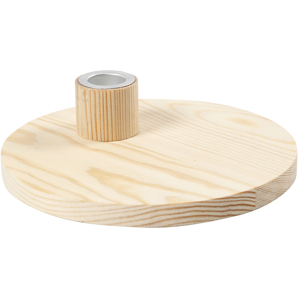 Creativ Company Kerzenständer – Holz & Metall, Natur – Ø 16 × 4 cm