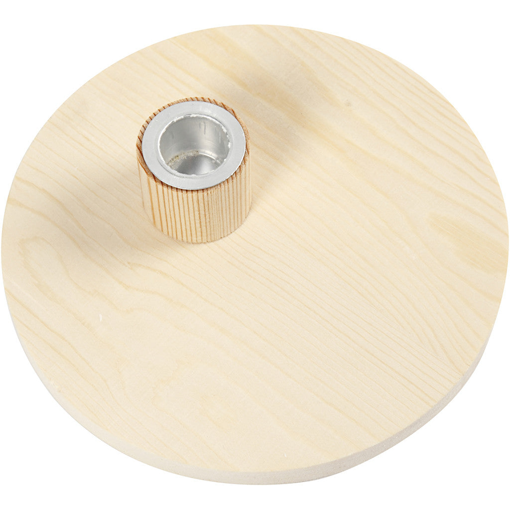 Creativ Company Kerzenständer – Holz & Metall, Natur – Ø 16 × 4 cm