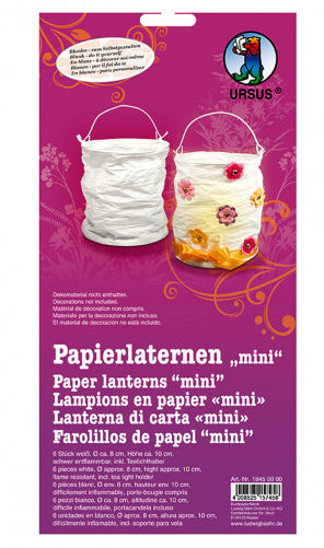 URSUS Papierlaterne – Ø 8 × 10 cm – Papier, weiss – 6-teilig