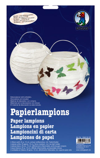 URSUS Papierlaternen – Weiss – Ø 15 cm – Papier – 4 Stk