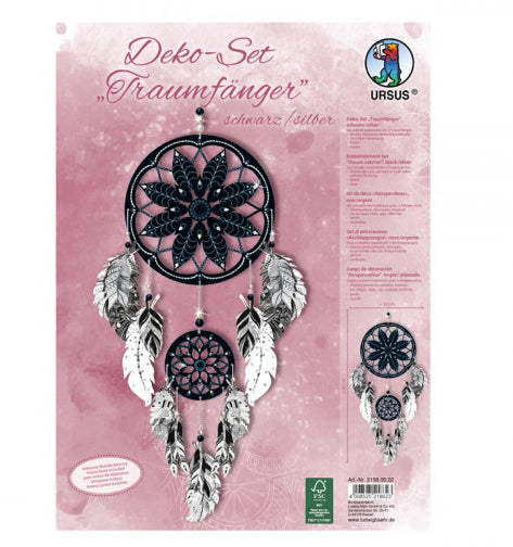 URSUS Bastelset Traumfänger – Schwarz/Silber – 2-teilig – Ab 8 Jahren – Papier
