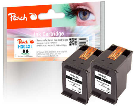 Peach 304XL Tintenpatronen-Multipack, Schwarz (Kompatibel) – für HP DeskJet 3720/3730/3750 …