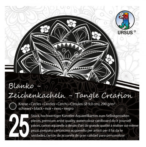 URSUS Zeichenkacheln – 9 × 9 cm – 290 g/m² – 25 Blatt – Schwarz