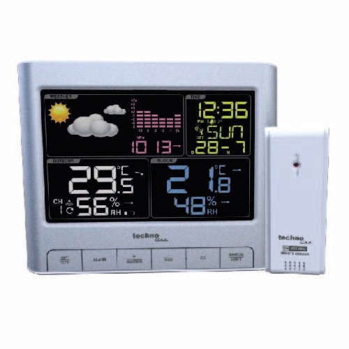 Technoline WS6449 – Wetterstation, innen/aussen, Hygrometer & Barometer, inkl. Aussensensor – Silber