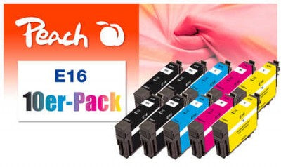 Peach Tintenpatronen-Multipack Nr. 16, 10er-Pack, kompatibel – für Epson WorkForce WF-2500 Serie und andere