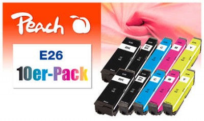 Peach Tintenpatronen-Multipack Nr. 26, 10er-Pack, kompatibel – für Epson XP-510, XP-520, XP-600 und andere