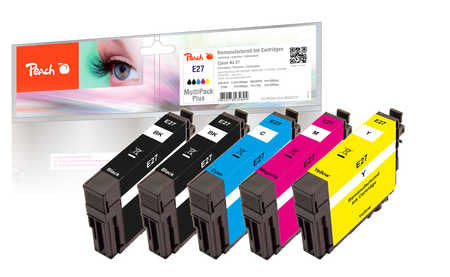 Peach Tintenpatronen-Multipack Nr. 27, CMYK, 5er-Pack, kompatibel – für Epson WorkForce WF-3600 Serie und andere