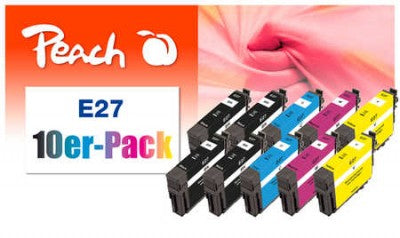 Peach Epson 27 Tintenpatronen-Multipack, CMYK, 10er-Pack, kompatibel – für Epson WorkForce WF-3600 Serie und andere