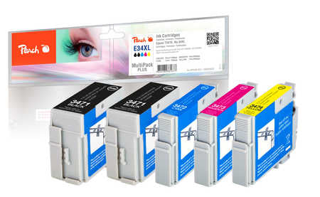 Peach Tintenpatronen-Multipack 34XL, CMYK, XL, kompatibel – für Epson WorkForce Pro WF-3700 Serie