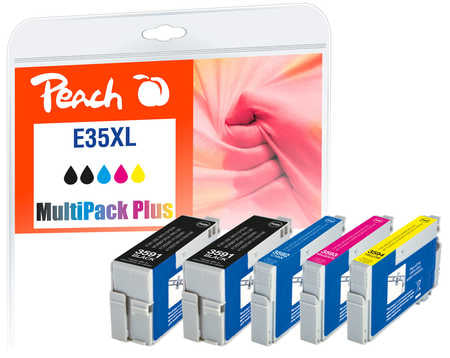 Peach Tintenpatronen-Multipack 35XL, CMYK, XL, 5er-Pack, kompatibel – für Epson WF-4720, WF-4725, WF-4740 und andere
