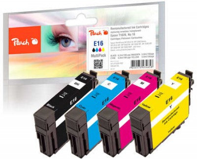 Peach Tintenpatronen-Multipack T1626/No16, 4er-Pack, kompatibel – für Epson WF-2010 W, 2500 Serie und andere