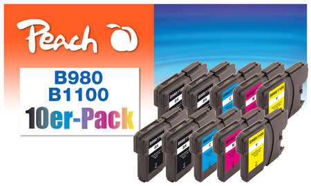 Peach Tintenpatronen-Multipack 10er-Pack, kompatibel – für Brother DCP-197 C, MFC-490 CN, MFCJ 615 W und andere