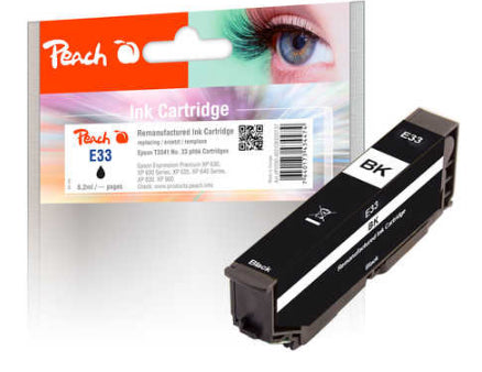 Peach T3341/No33 Foto-Schwarz Tintenpatrone (Kompatibel) – 6,2 ml – für Epson XP-530/XP-540/XP-630…
