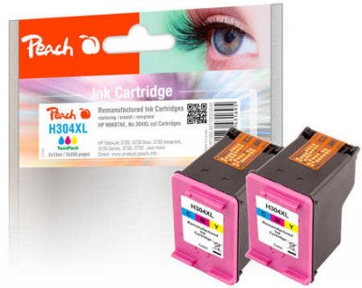 Peach 304XL Tintenpatronen-Multipack, Cyan/Magenta/Gelb (Kompatibel) – für HP DeskJet 3720/3730/3750