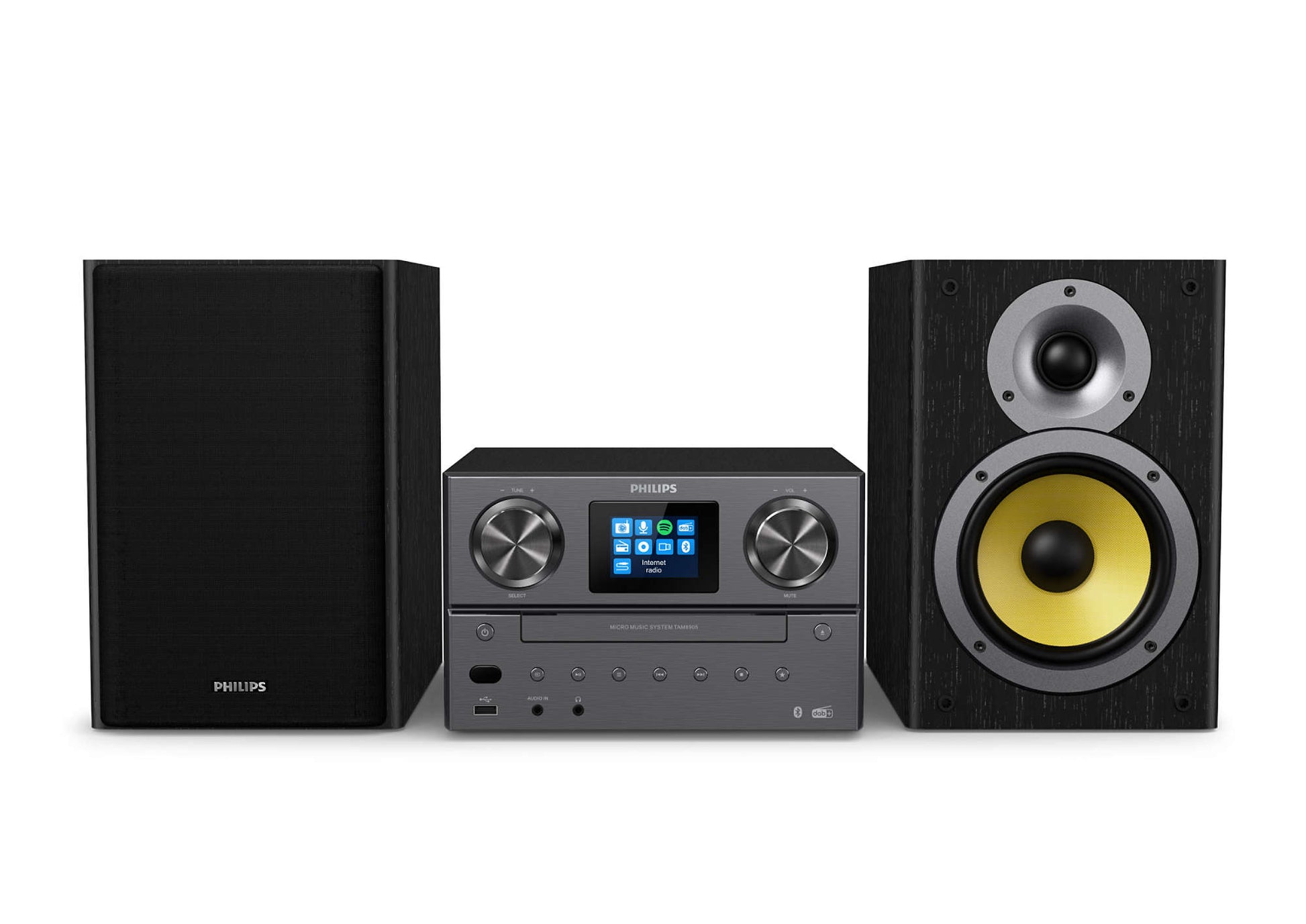 Philips TAM8905/10 – Micro HiFi-Anlage, DAB+, Internetradio, Bluetooth, CD, USB, 100 W