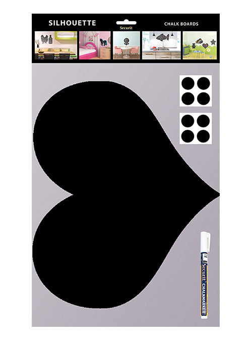 Securit Silhouette-Kreidetafel Herz – 300 × 500 mm – Melamin, schwarz – beidseitig, für Kreidemarker