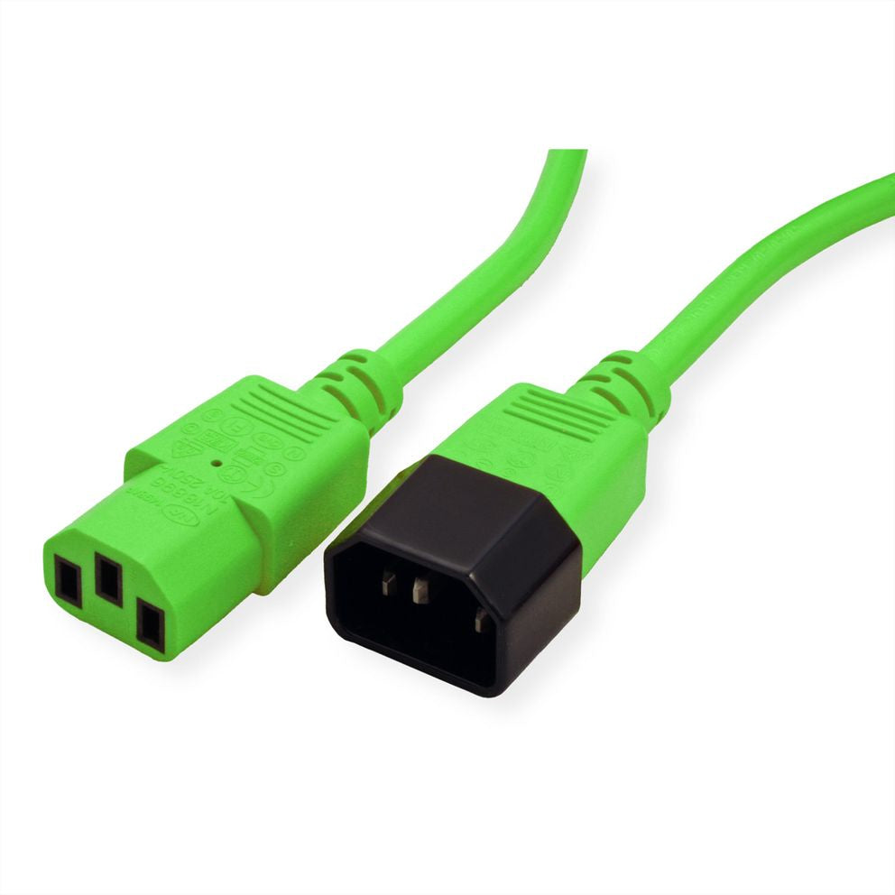 ROLINE Netzkabel – IEC C14 zu IEC C13, 3 m, 250 V/10 A, grün