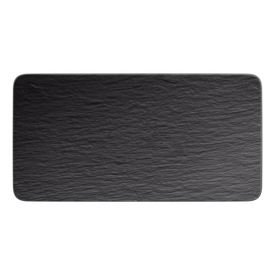 Villeroy & Boch Servierplatte Manufacture Rock – 35,0 × 18,0 × 1,0 cm, Porzellan, Schwarz, spülmaschinenfest