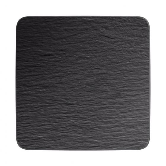 Villeroy & Boch Servierplatte Manufacture Rock – 32,5 × 32,5 × 1,5 cm, Porzellan, Schwarz, spülmaschinenfest