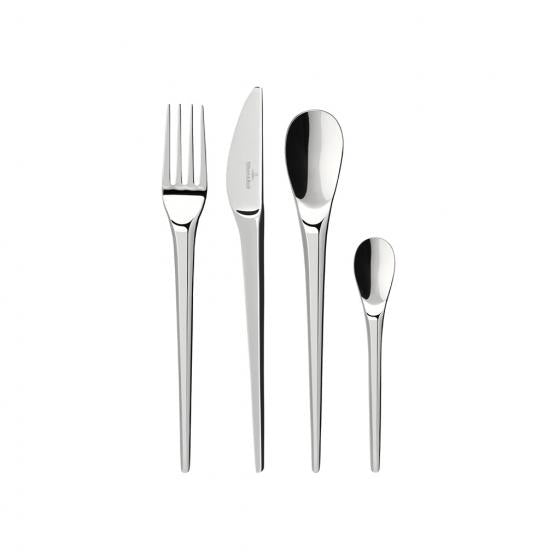Villeroy & Boch New Moon Tafelbesteck – Edelstahl 18/10, Silber, spülmaschinenfest, 24 Stk.